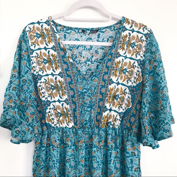 🦋 BLUE FLORAL BOHO MAXI DRESS! - Picture 10 of 15